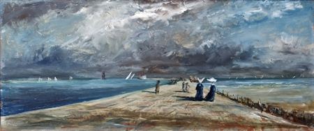 A blustering day on the South Bull Wall, Dublin by Adrian Murray Hayden - Auction record, sale price, and art valuation. Compare with similar artists and explore comparable artworks.