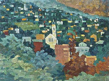 Landscape Portofino, 1955 by Owen Walsh - Auction record, sale price, and art valuation. Compare with similar artists and explore comparable artworks.