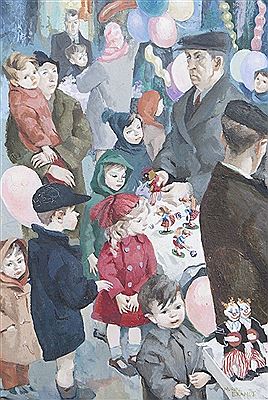 Christmas Eve (Figures on Moore Street) by Muriel Brandt - Auction record, sale price, and art valuation. Compare with similar artists and explore comparable artworks.