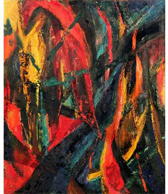 Composition en rouge et bleu