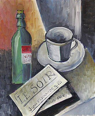Sample artwork by Juan Fernandez (1926 - 2004), known for abstract, cubist style painting - View similar artists and auction records