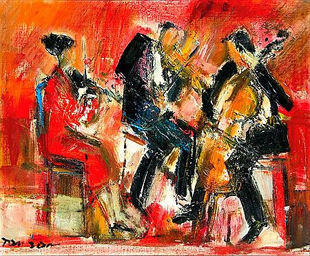 Le trio sur fond rouge by Guy Toubon - Auction record, sale price, and art valuation. Compare with similar artists and explore comparable artworks.