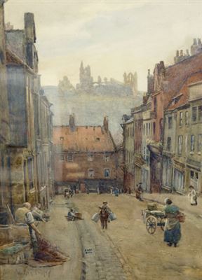 FLOWERGATE, WHITBY by Walter Emsley - Auction record, sale price, and art valuation. Compare with similar artists and explore comparable artworks.