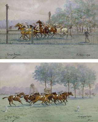LE DEPART DES AIGLES ET L'ARRIVEE DES AIGLES A CHANTILLY by Georges Louis Charles Busson - Auction record, sale price, and art valuation. Compare with similar artists and explore comparable artworks.