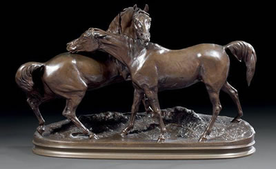 L'accolade by Pierre Jules (PJ) Mene - Auction record, sale price, and art valuation. Compare with similar artists and explore comparable artworks.