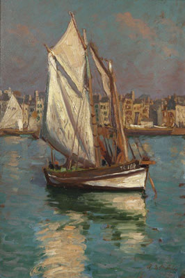 Bateau de pêche dans le port de Trouville