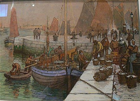 Retour de pêche animé au port by George Andrique - Auction record, sale price, and art valuation. Compare with similar artists and explore comparable artworks.
