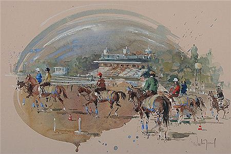 Deauville, entraînement sur le champs de courses