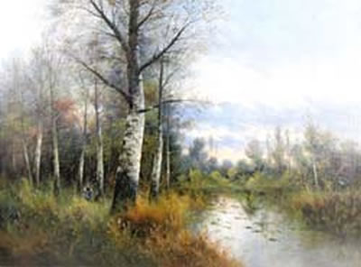 Forest landscape in early autumn with a farmer's wife at the brookside by Efim Efimovich Volkov - Auction record, sale price, and art valuation. Compare with similar artists and explore comparable artworks.