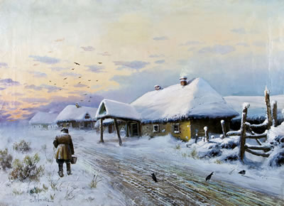 Winter landscape of the setting sun lit up by Petr Alekseevich (Petro) Levchenko - Auction record, sale price, and art valuation. Compare with similar artists and explore comparable artworks.