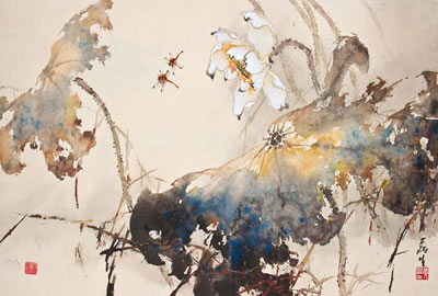 Flowers and two insects