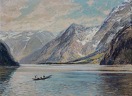 Ruderboot auf Gebirgssee