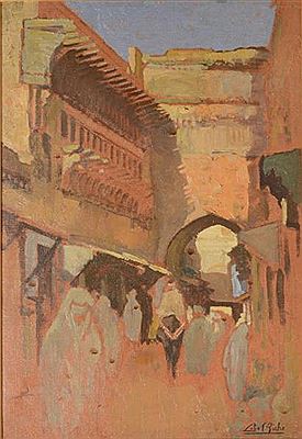Scène de rue au Maroc (Fès ou Meknès)
