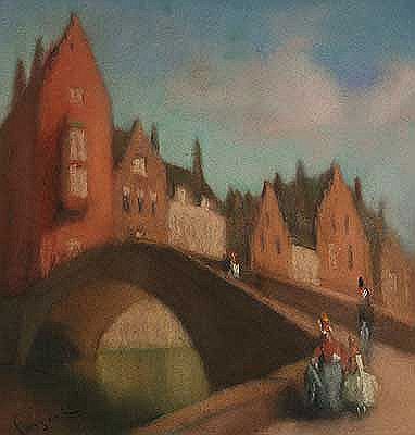 "Brücke vor Altstadtsilhouette"