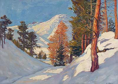 Sonniger Wintertag in den Alpen