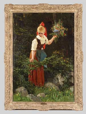 Trachtenmädchen mit Sommerstrauss