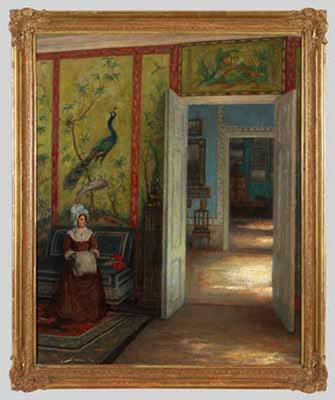 Dame mit Muff und Rosen im Antichambre auf Schloss Paretz