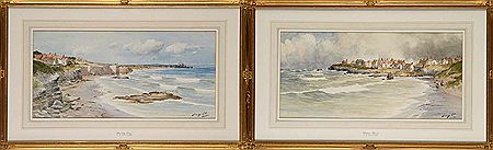 "HARTLEY BAY" AND "SEATON SLUICE" by Thomas Swift Hutton - Auction record, sale price, and art valuation. Compare with similar artists and explore comparable artworks.