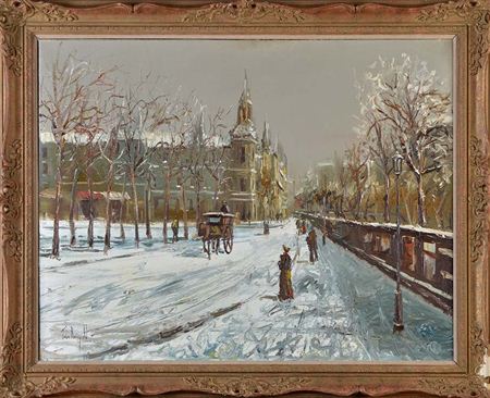 PARISIAN WINTER STREET SCENE