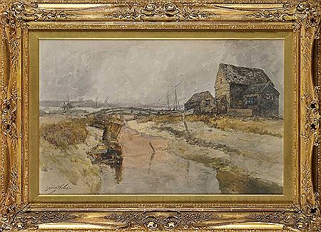 A HOUSE OVERLOOKING JARROW SLAKE, SOUTH SHIELDS by George Edward Horton - Auction record, sale price, and art valuation. Compare with similar artists and explore comparable artworks.