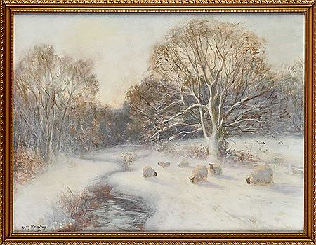 A WINTER LANDSCAPE WITH SHEEP IN THE SNOW by David Thomas Robertson - Auction record, sale price, and art valuation. Compare with similar artists and explore comparable artworks.
