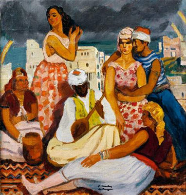 Moment musical sur une terrasse en Algérie
