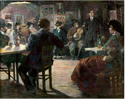 Sample artwork by Richard Bloos (1878 - 1957), known for figure scene painting - View similar artists and auction records