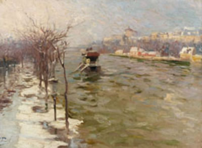 Péniches au bord de l'eau