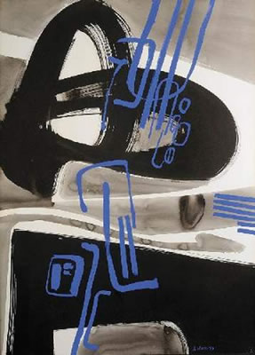 Composition aux traits bleus, 1970