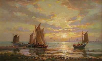 Voiliers au coucher du soleil