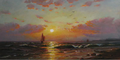 Voilier au soleil couchant