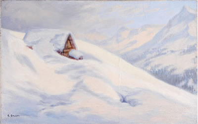 Chalet d'alpage sous la neige, Haute Savoie