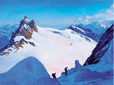 Alpinistes devant l'Aiguille du Midi