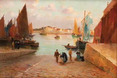 Vue de Bretagne by Gaston Corbier - Auction record, sale price, and art valuation. Compare with similar artists and explore comparable artworks.
