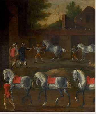 Scène de dressage et vente de chevaux