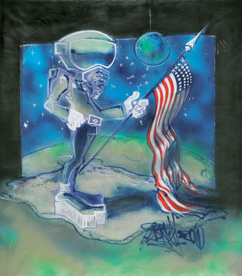 Moon Steppin by Sidney - Auction record, sale price, and art valuation. Compare with similar artists and explore comparable artworks.