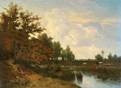 Vaches au bord de l'étang