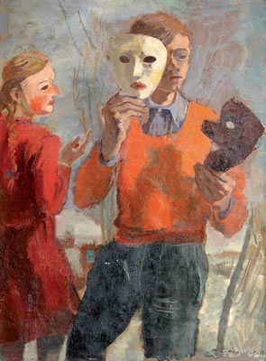 "Personnages aux masques".