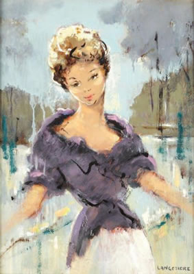 Portrait de femme au corsage violet
