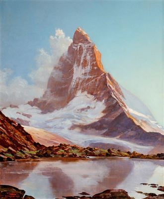 Le Cervin, effet du soir depuis Riffelsee