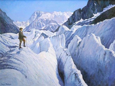 Alpiniste dans les seracs