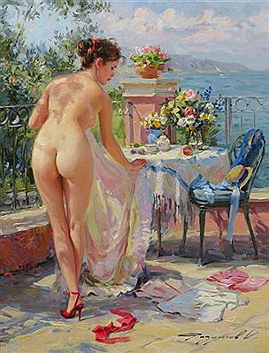 Sur la terrasse, en été