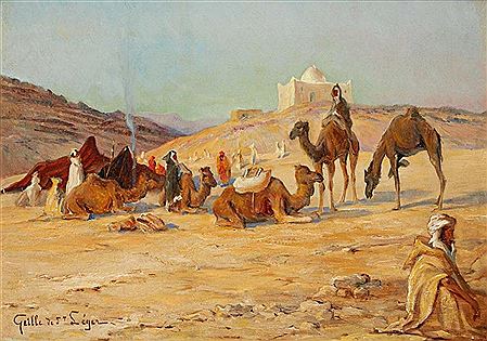 Halte de la caravane by Leon Geille de Saint Leger - Auction record, sale price, and art valuation. Compare with similar artists and explore comparable artworks.