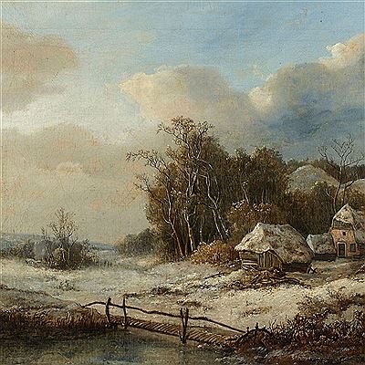Winterlandschaft mit Brücke über Flusslauf und Bauerhäuser by Johannes Maurisz Jansen - Auction record, sale price, and art valuation. Compare with similar artists and explore comparable artworks.