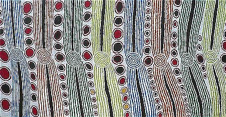 "My Mothers Dreaming" by Glenys Gibson Napaltjarri - Auction record, sale price, and art valuation. Compare with similar artists and explore comparable artworks.