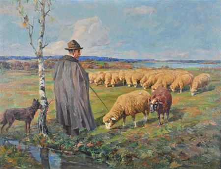 Weideidyll mit grasender Schafsherde