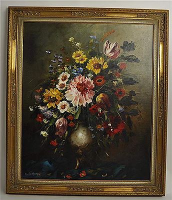 "Blumenstillleben" by Kati Simon - Auction record, sale price, and art valuation. Compare with similar artists and explore comparable artworks.