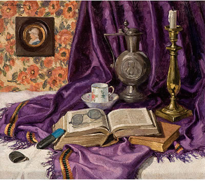 Still life on a purple cloth