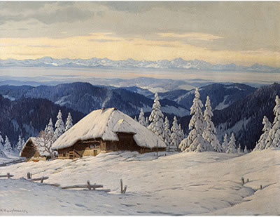 View across the snow-covered Black Forest