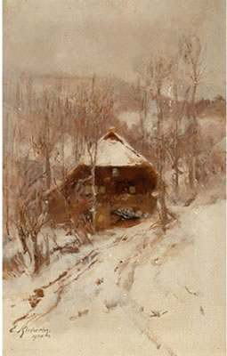 Black Forest house in the snow